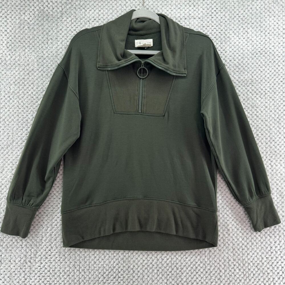 Lou & Grey Sweater Womens PM Green Signaturesoft 1/4 Zip Mock Neck Casual Cozy